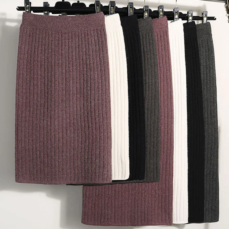 2019 осенне зимняя женская длинная юбка с эластичной резинкой на талии теплая