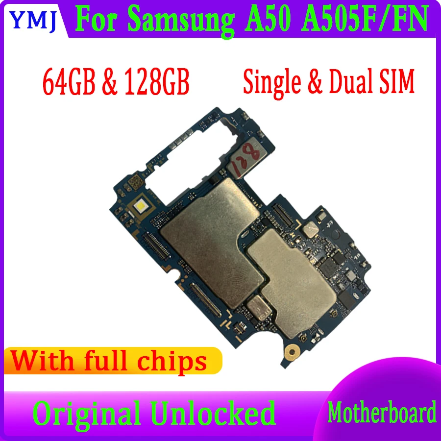 

64GB 128GB Original For Samsung Galaxy Tab A50 A505F Not ID Locked Motherboard with Chips MB Unlocked Logic Board Android System