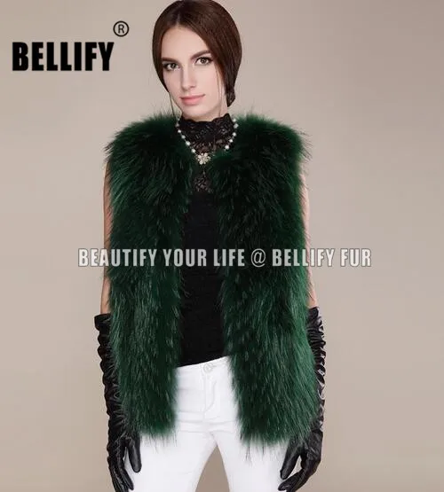 Новая модная шуба из меха енота зимнее пальто Женское на талию меховой жилет без