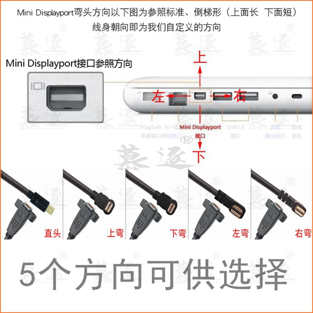 Thunderbolt 2 Mini DisplayPort штекер гнездо 90 градусов вверх и вниз влево вправо угловой с