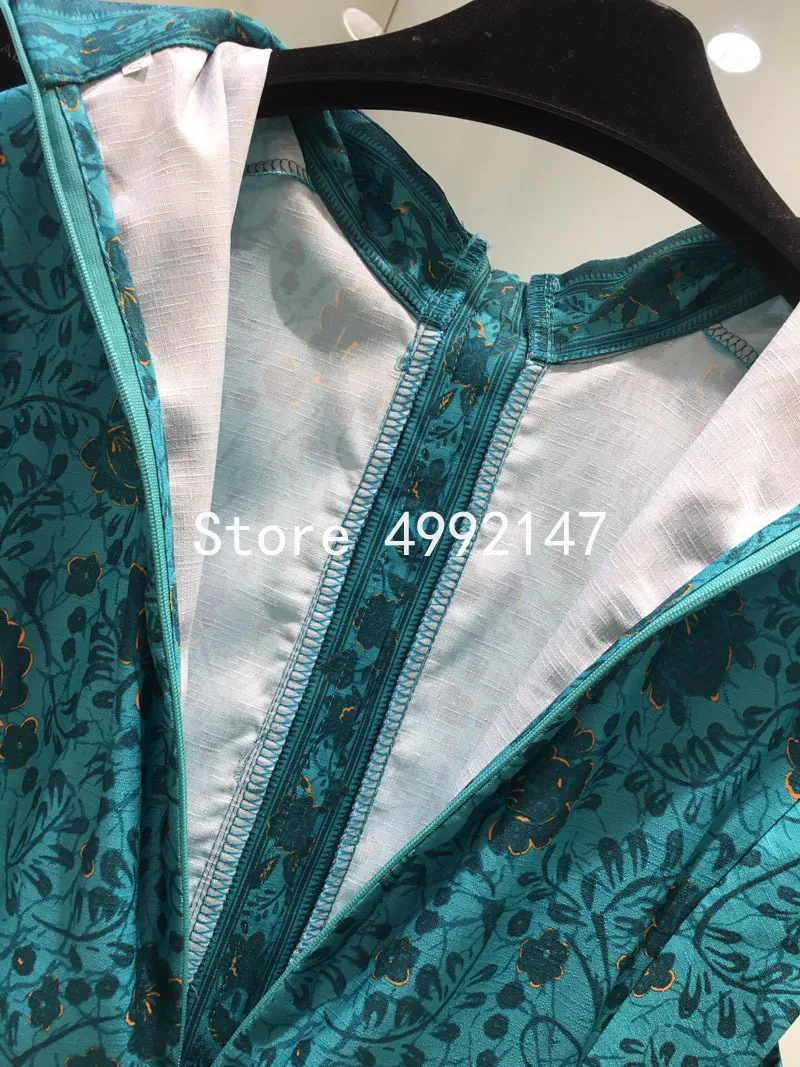 

2021 summer new printed bohemian holiday beach mini dress women Brand Design stand collar buttons belt sleeveless dresses Y607