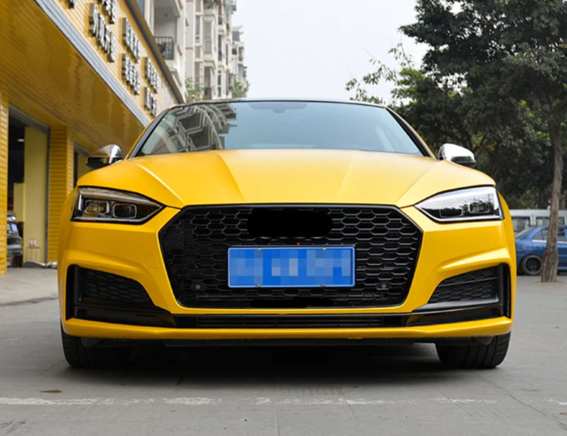 Сотовый стиль решетка ABS для A5 S5 RS5 рама гоночная Решетка переднего бампера спортивное издание- с европейской пластиной держатель