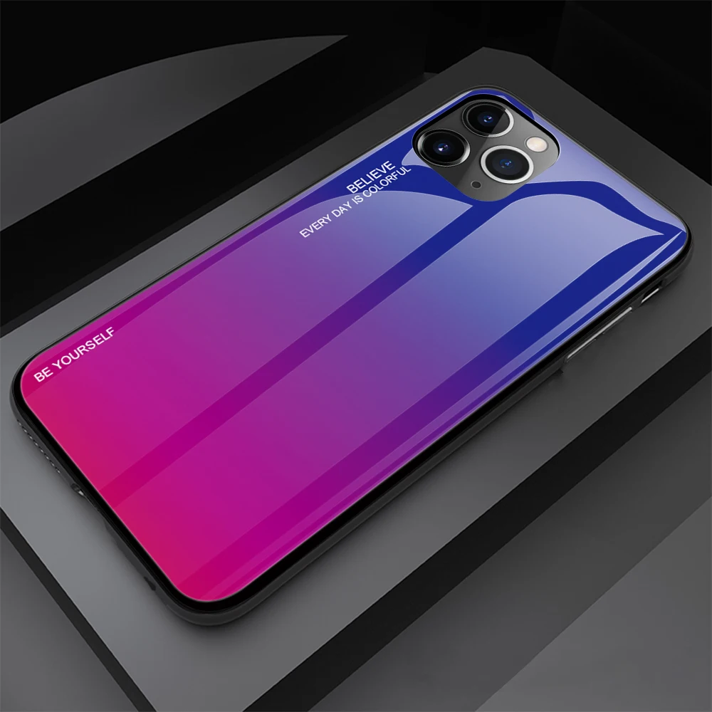 04 Чехол с градиентным рисунком для iPhone 11, чехол из закаленного стекла для iPhone 11 Pro Max, чехол для iPhone Xs Max XR XS 7 8 Plus 11 Pro - Цвет: 04