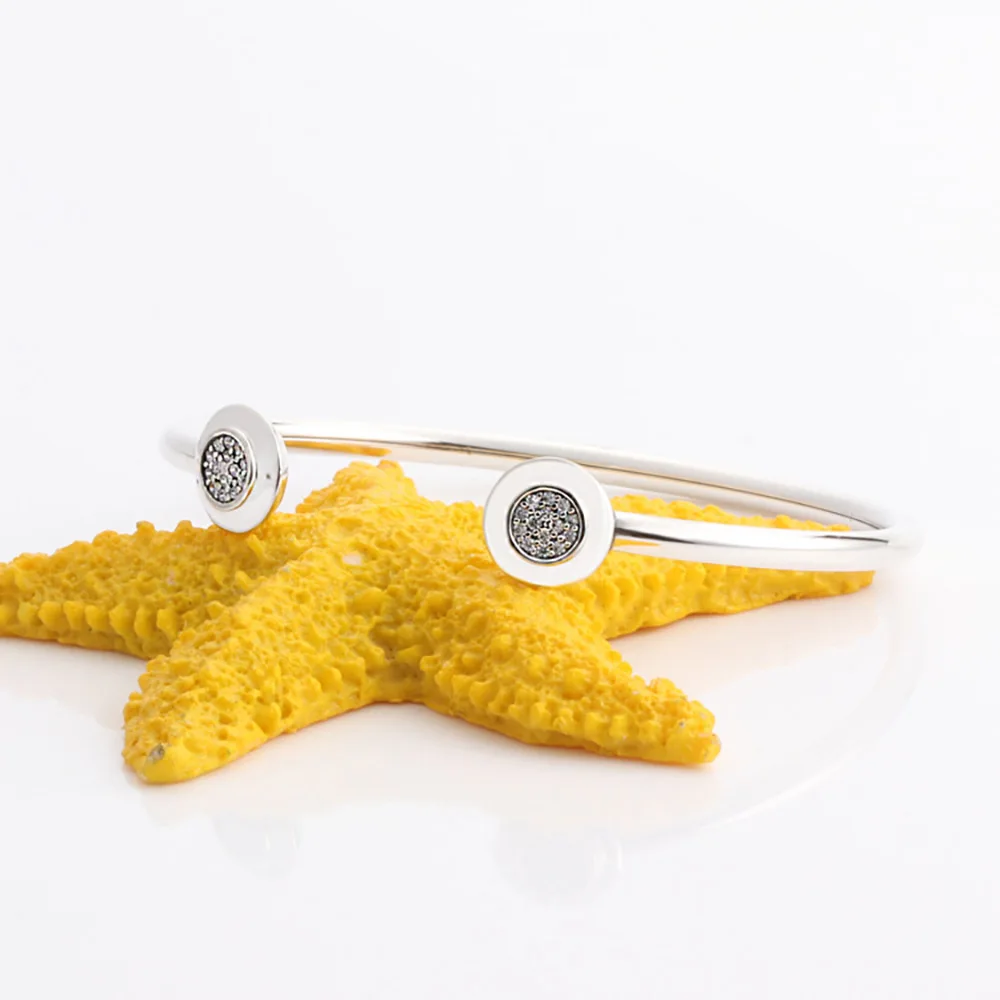 

2021 NEW Bracelet charm Sterling Silver Open Bracelet Sparkling CZ charm beads women fashion jewelry bracelet gift