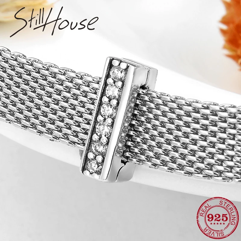 Новые модные браслеты из стерлингового серебра 925 пробы в форме ленты сверкающие