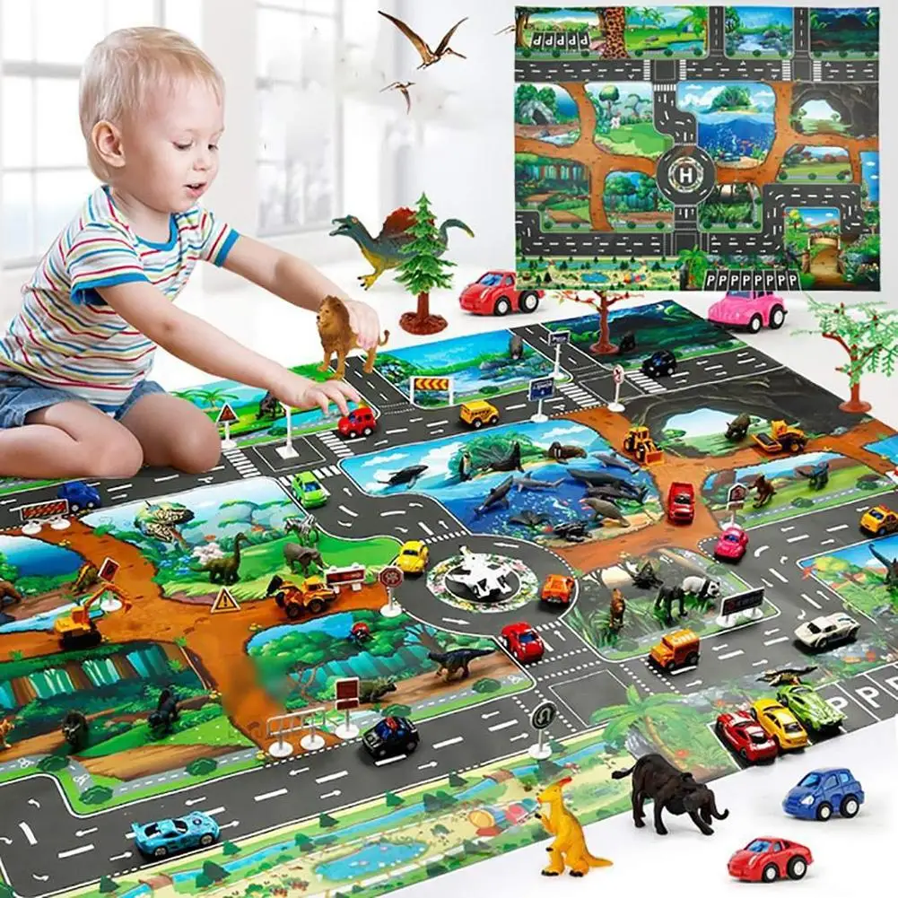 

Non-Woven Fabric Baby Crawling Play Mat Dinosaur Traffic Road Kids Climbing Baby Crawling Play Mat Kids Climbing Floor Game Pad