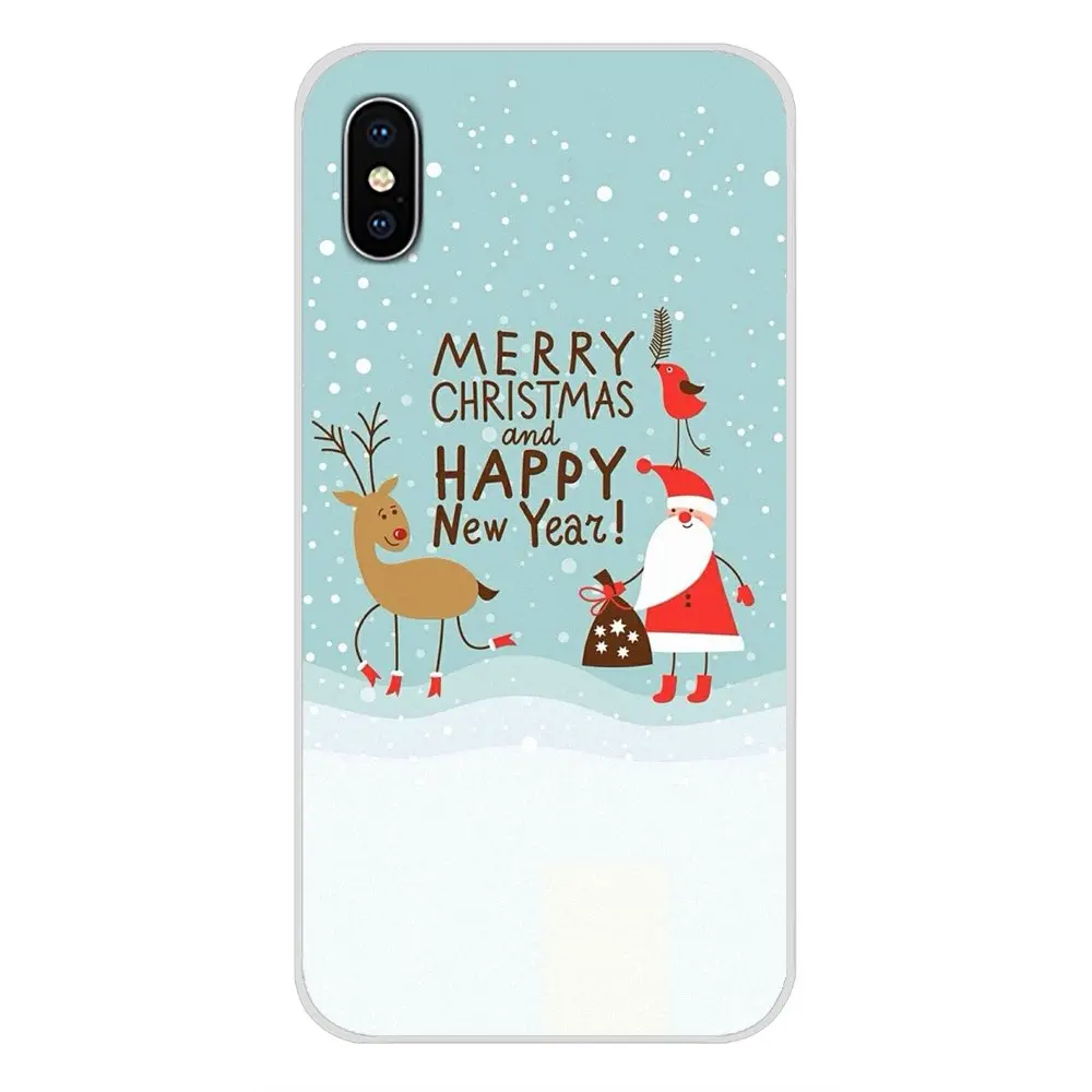 For Sony Xperia Z Z1 Z2 Z3 Z5 compact M2 M4 M5 E3 T3 XA Huawei Mate 7 8 Y3II Merry Christmas New Year elk snow Accessories Cover | Мобильные