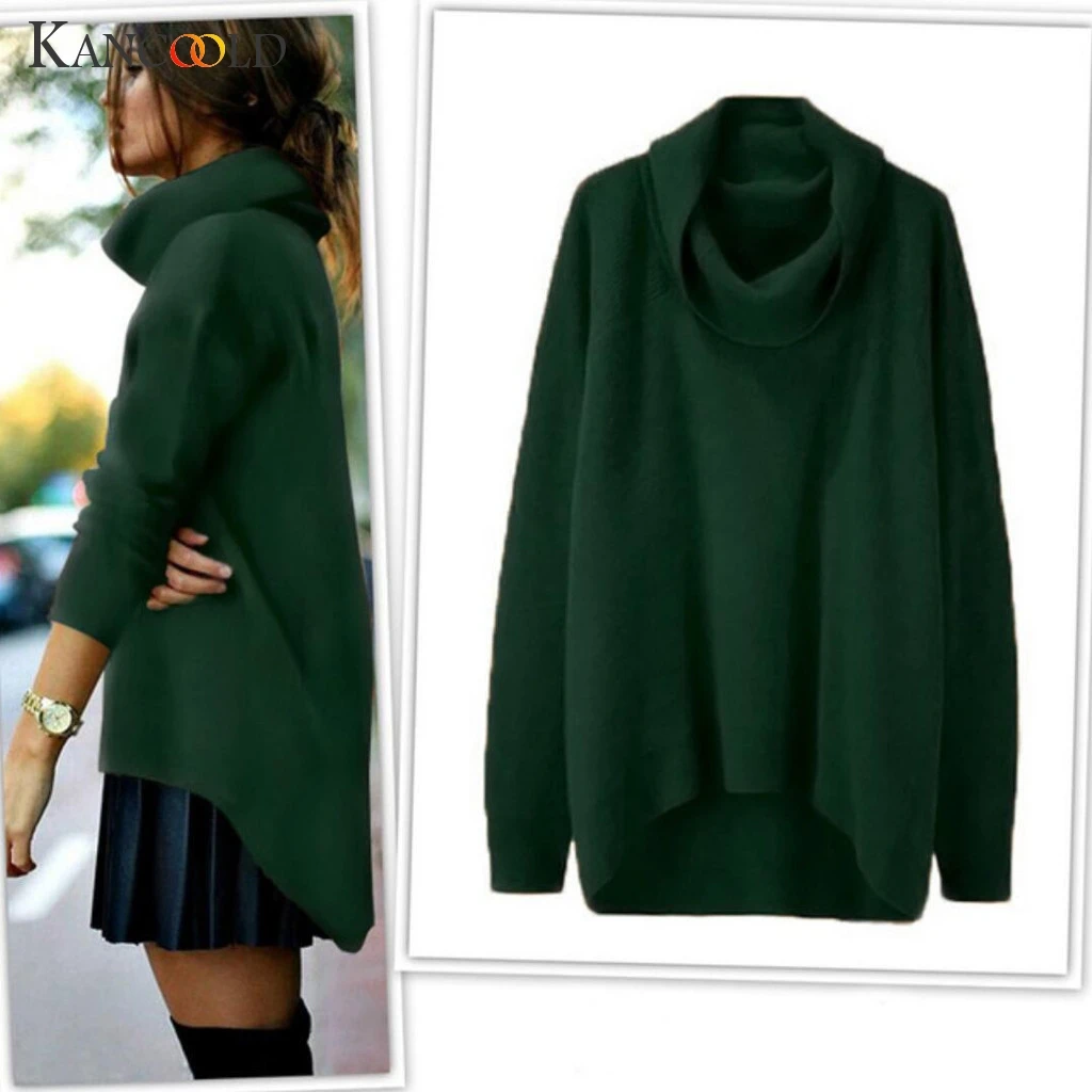 KANCOOLD Long Sleeve Autumn Women Knitteda Loose Solid Color Sweater Pullover Jumper Fashion 2019 Turtleneck Female | Женская одежда
