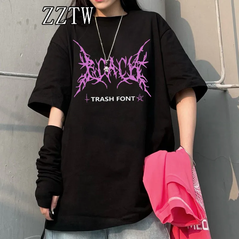 Женская футболка с принтом молнии винтажная Свободная Повседневная в стиле панк