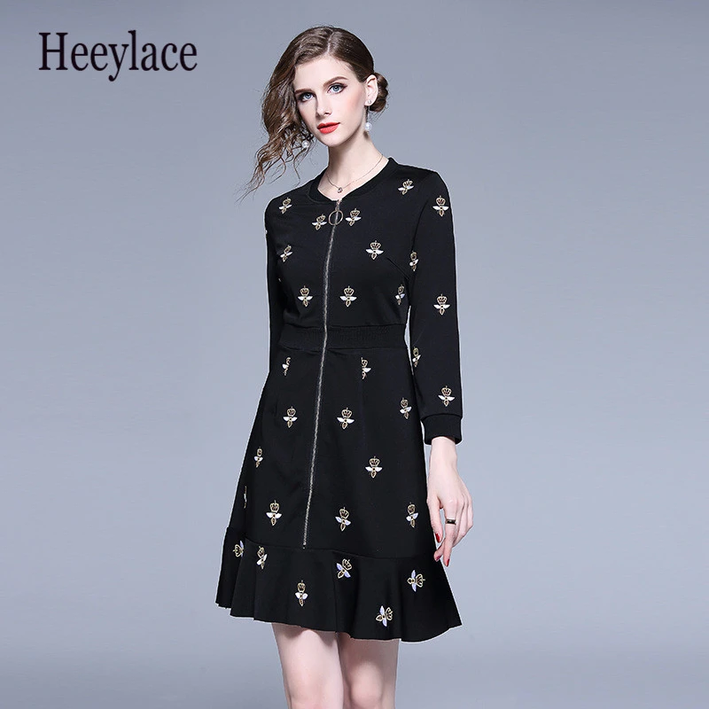 Весна с v-образным вырезом красный сложенный платье вышивкой Vestidos Invierno 2019 женский