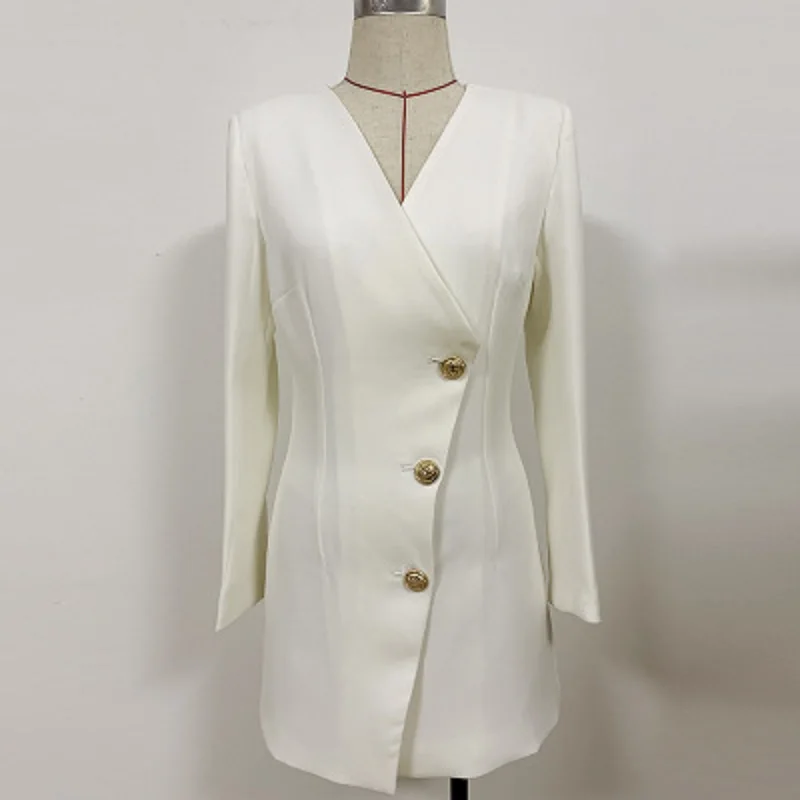 Брендовый дизайн 2020 весеннее винтажное платье с металлическими пуговицами льва