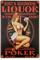 whiskey liquor in the front poker pin up girl retro vintage decor tin sign 12 x8 inches