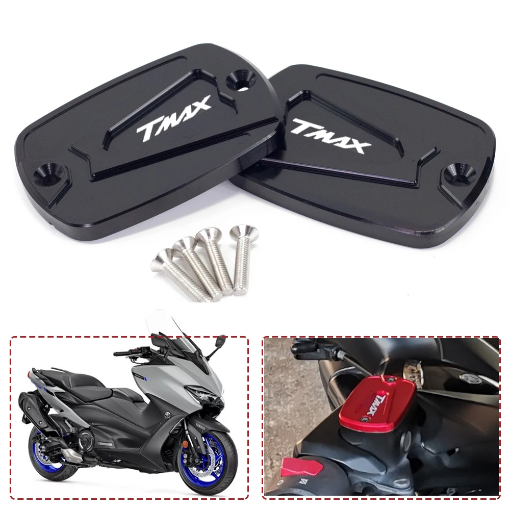 

NEW CNC Aluminum Red Motorcycle Brake Fluid Fuel Reservoir Tank Cap Cover For YAMAHA T-Max 500 TMAX 500 TMax 530 T MAX 560