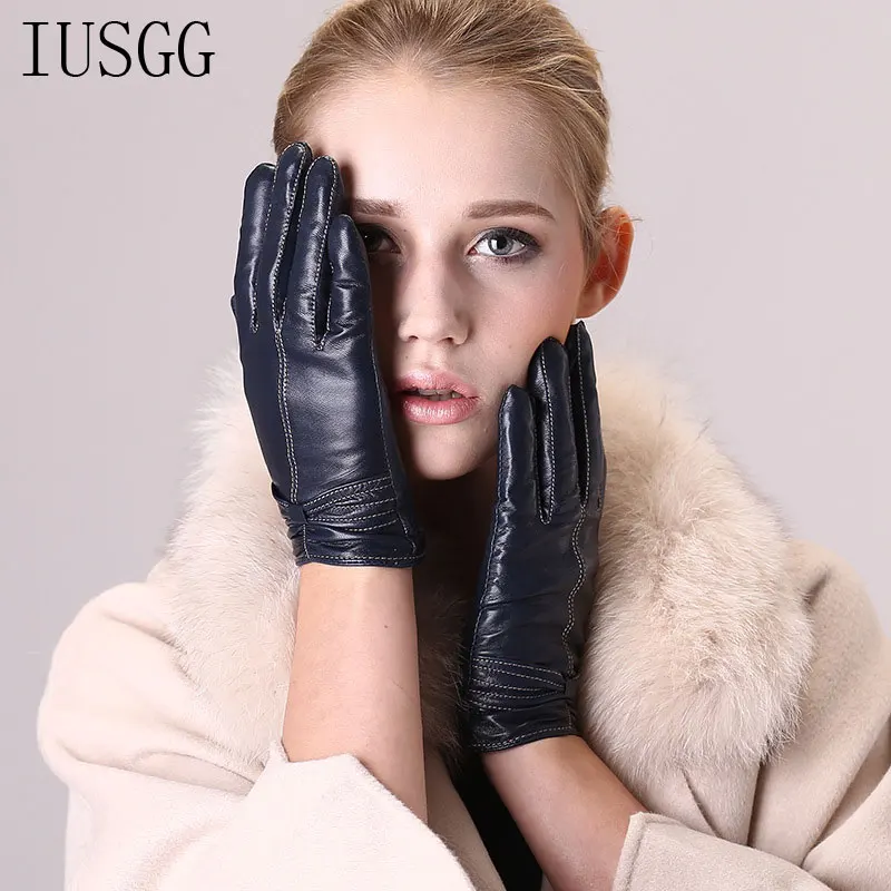 

Перчатки из натуральной овчины, женские перчатки на все пальцы, модные женские ветрозащитные перчатки с бархатом, утепленные, сохраняющие т...