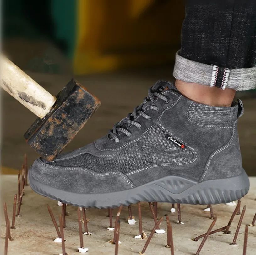 

Steel Toe Safety Work Shoes Men 2021 Fashion Breathable Slip On Anti-smashing anti-piercing Indestructible Work Martin Boot