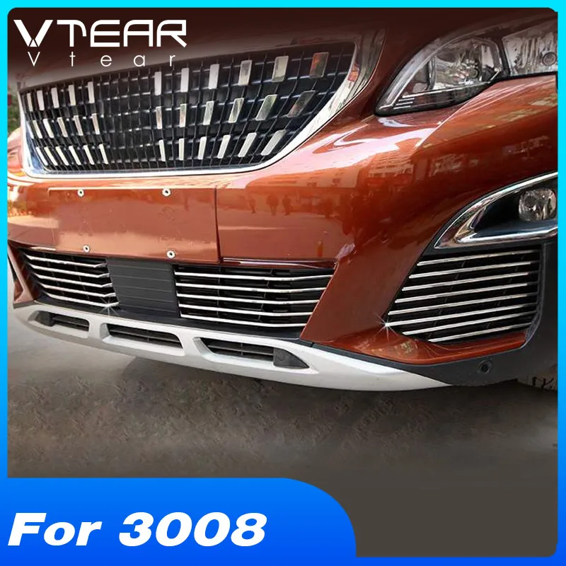 Vtear для peugeot 3008 3008GT аксессуары для внешней решетки радиатора для автомобиля накладка из нержавеющей стали ремонт продукта
