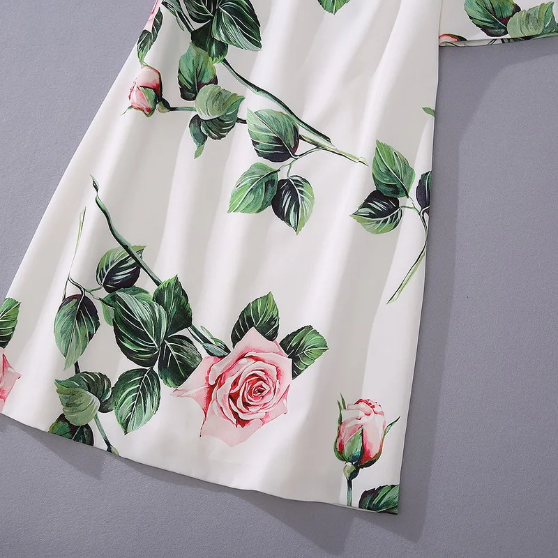 

2021 Summer runways Women's brand new high quality floral print sweet Chic mini dress B990