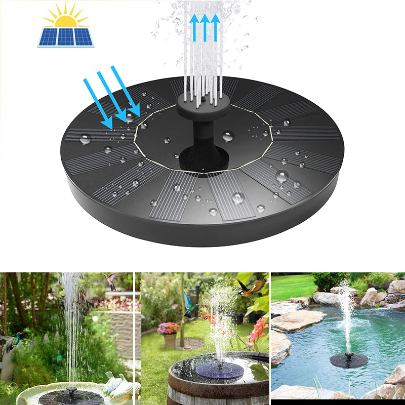 Садовый фонтан на солнечной батарее уличный водопад пруд плавающий водяной