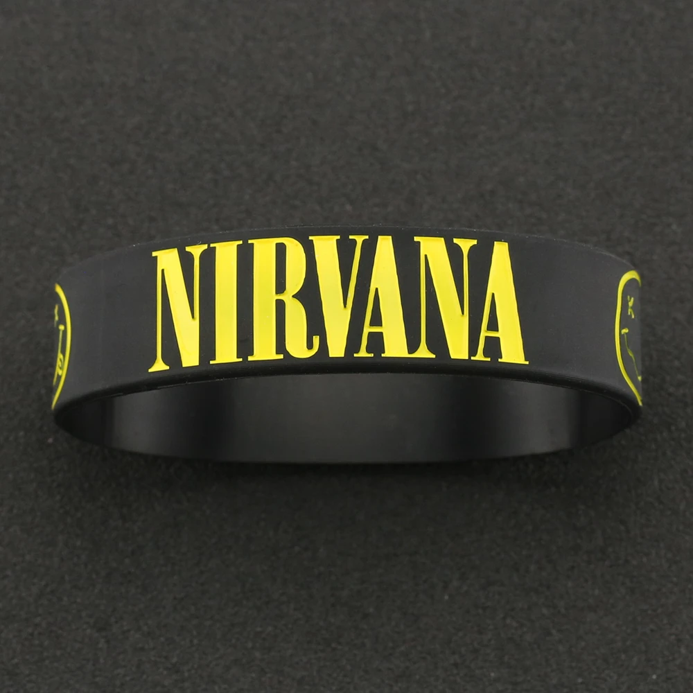 Nirvana браслет Курт Дональд Кобейн рок-группа хип-хоп браслет Силиконовый браслет с гравировкой улыбающееся лицо гранж ювелирные изделия для мужчин