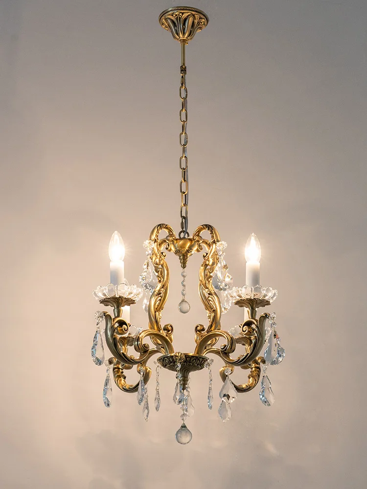 

Резная латунная люстра Французский Американский дворцовый ретро-стиль роскошные спальни столовой все медные лампы