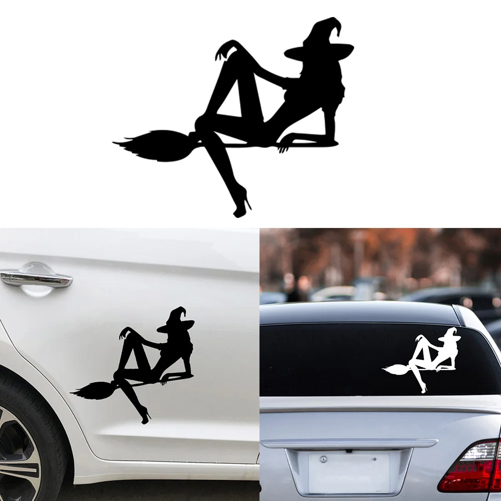 Милые автомобильные наклейки ведьмы для украшения кузова автомобиля и окна