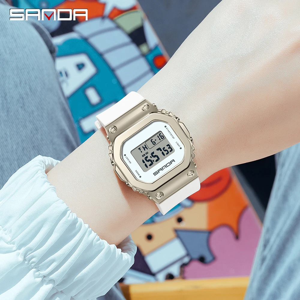 

SANDA Women Watches Fashion Sports Calendar 50M Waterproof Digital Watch Alarm Casual Ladies Wristwatches Relogio Feminino