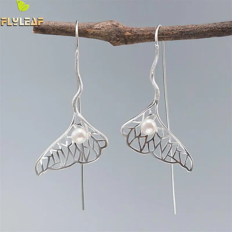 Женские длинные серьги Flyleaf из серебра 925 пробы с жемчугом|Серьги-подвески| |