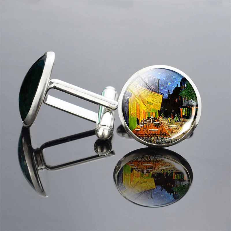 Мужские Запонки с картиной Ван Гога из металлического сплава|Зажимы для галстука