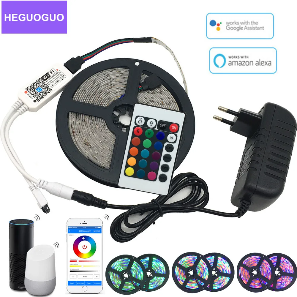 Светодиодная лента 2835 SMD RGB 5 м 10 15 12 В постоянного тока 3528 гибкая светодиодная e