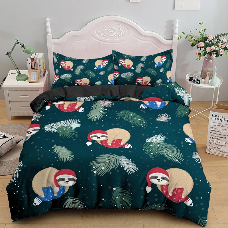 

Christams Pug Skull Bedding Set Cute Cartoon Single Double King Duvet Cover Sets Home Quilt Covers 2/3pcs Bedclothes