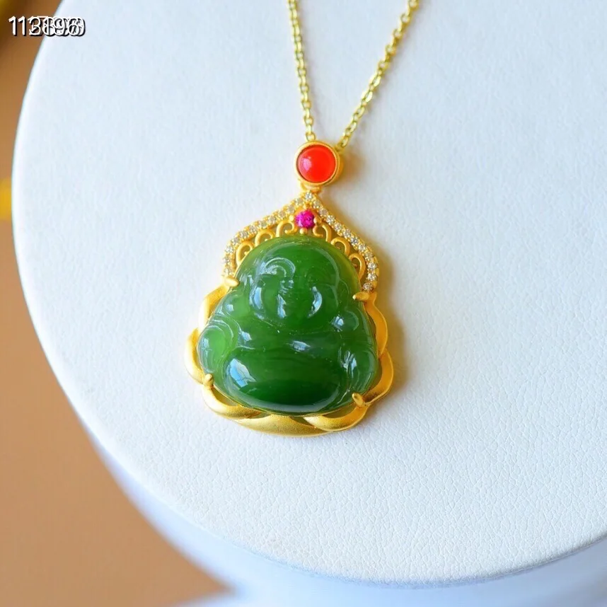 Женское винтажное ожерелье из серебра 925 пробы с нефритом