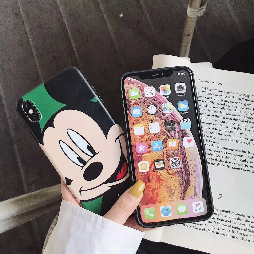 New cartoon cute couple smiley Mickey Minnie shell for iPhone 11 11pro max XS MAX XR X 8 7 6sPlus matte soft Capa Fundas |
