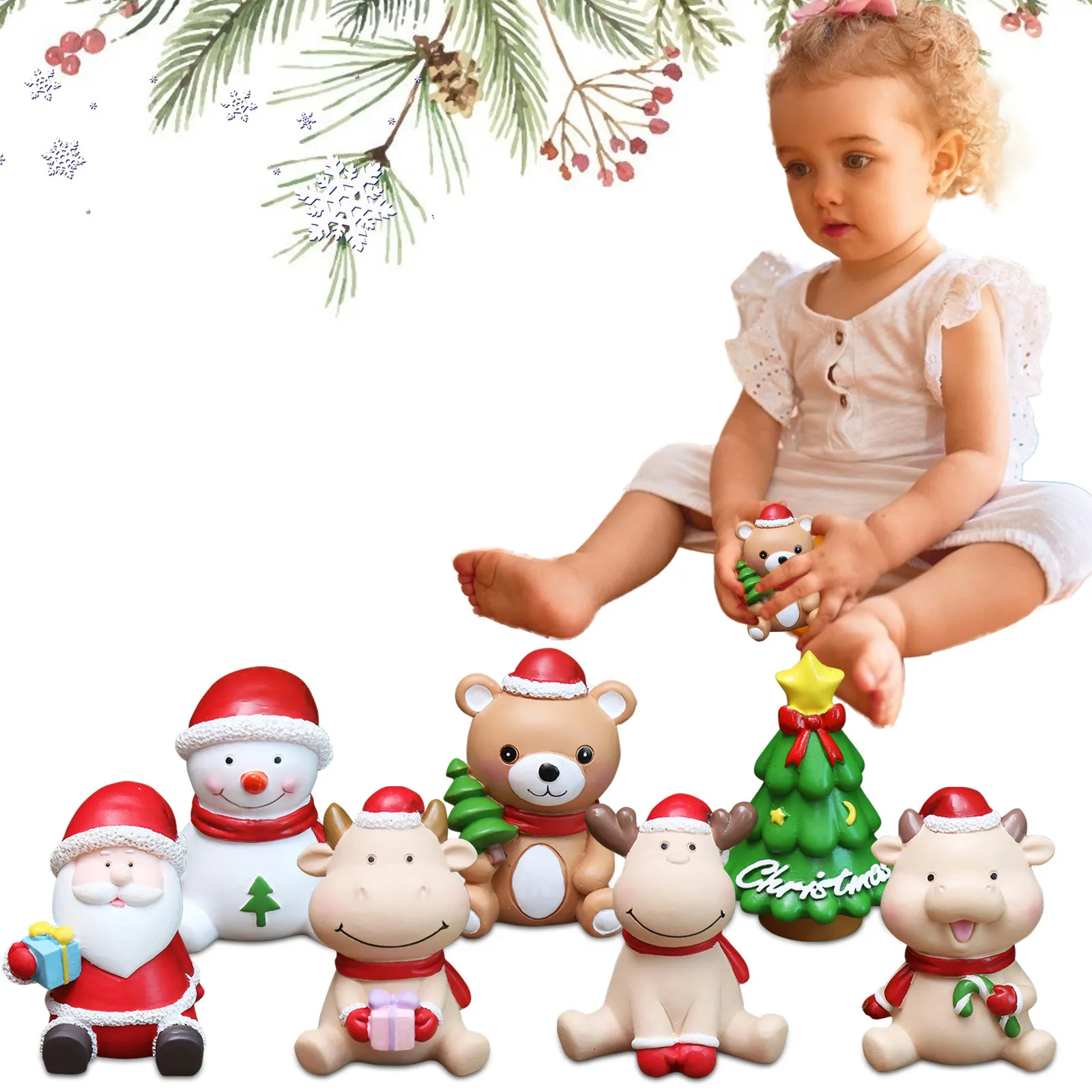 

Фотостатуя, Рождественская статуя, миниатюрный снеговик, Санта-Клаус, полимерная ремесла, рабочее место для дома