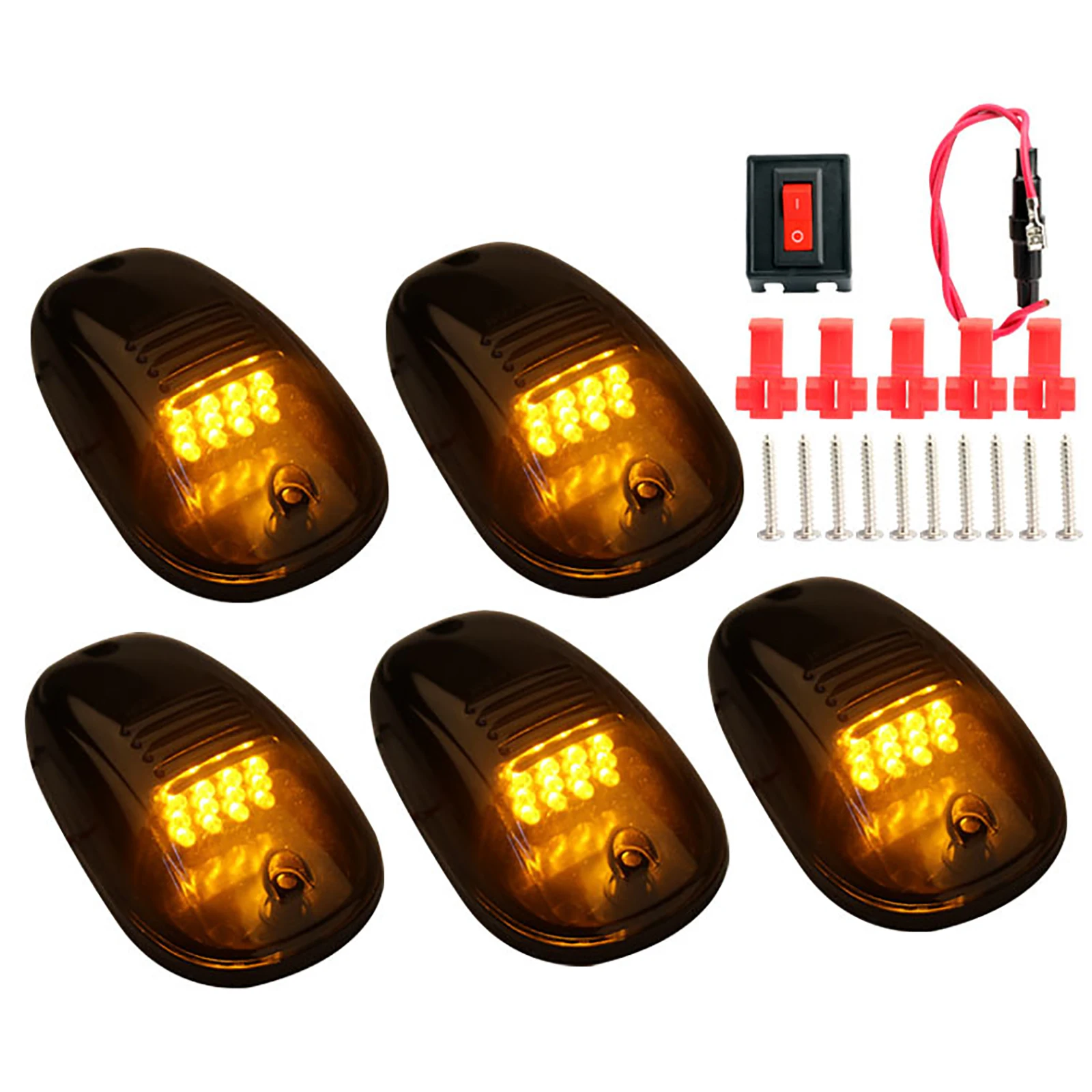 5PCS Car Lights Cab Marker Roof 12LED Light For Dodge RAM F150 Pickup Trailer Truck Lamp Headlight Accessories Yellow |