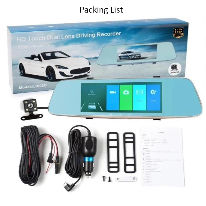 

Car DVR 7" Touch Screen 1080P Full HD Dual Lens RearView DashCam Vehicle Camera Video Recorder Motion Detector Monitor Camcorder