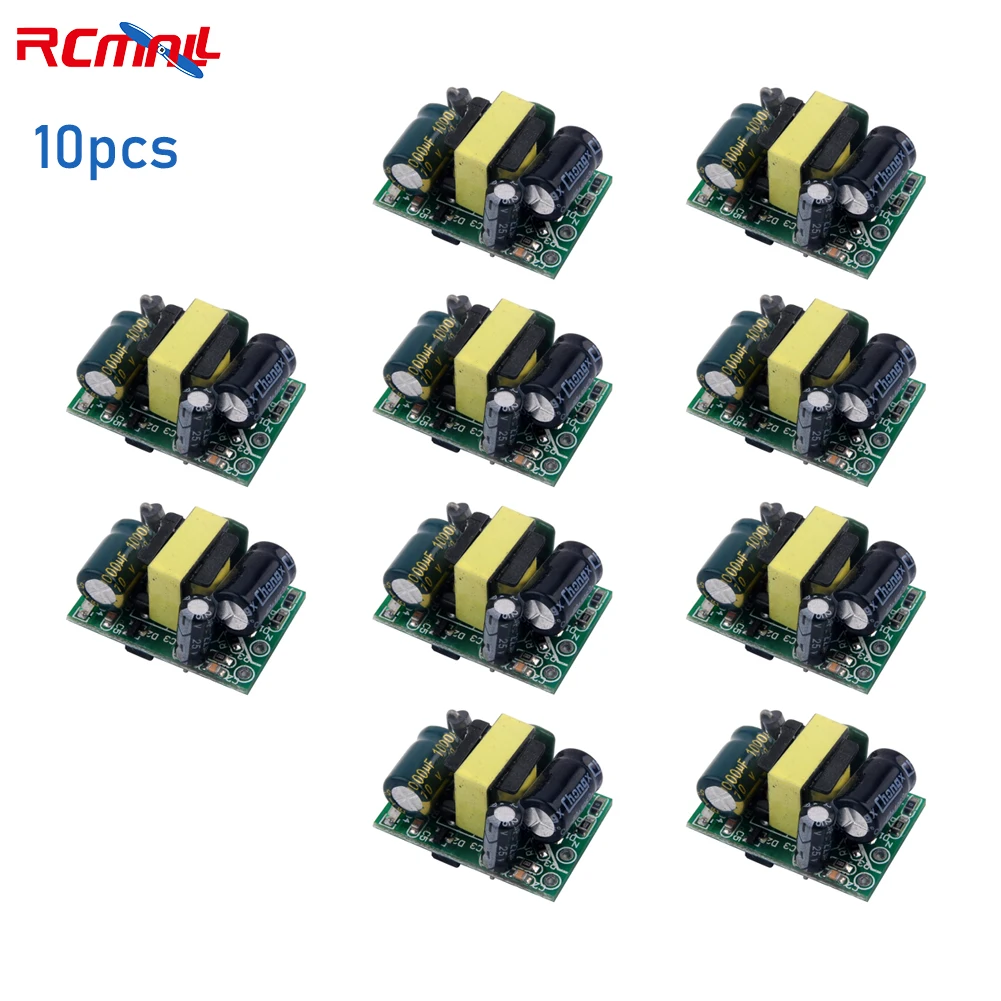 RCmall 10Pcs AC-DC 220V to 5V 700mA Buck Converter Step Down Power Supply Module 3.5W Stable Performance Buck Module