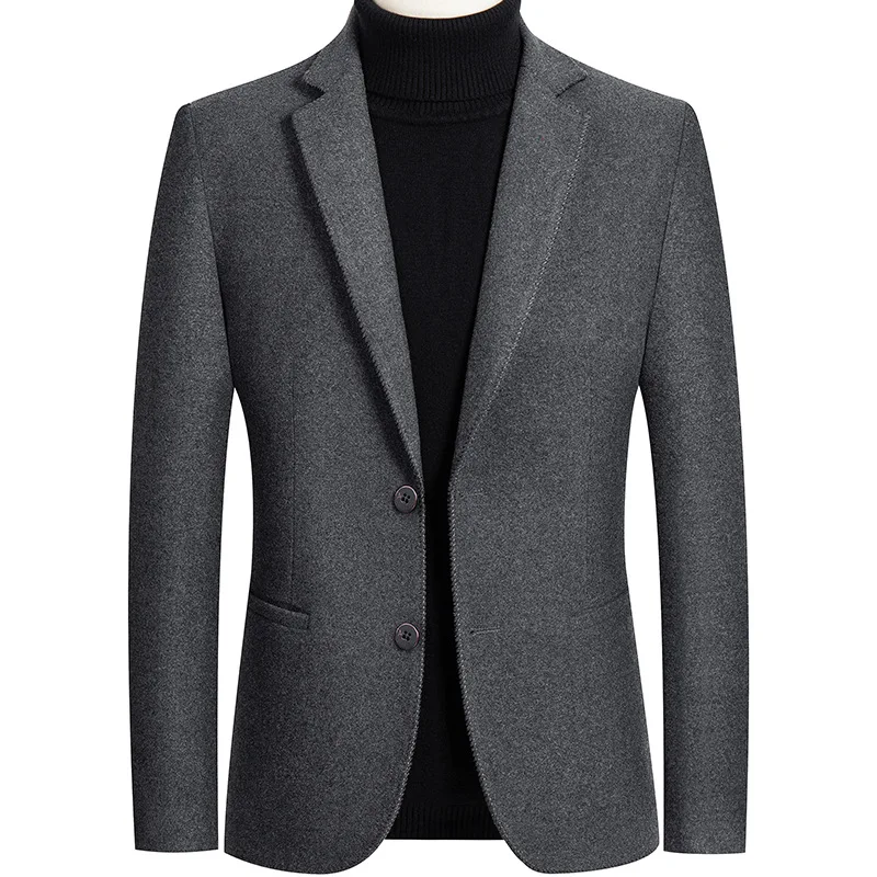 

Весна 2021, мужской шерстяной Блейзер, повседневная куртка, мужское официальное шерстяное пальто, куртка, один костюм, мужские Модные деловые ...