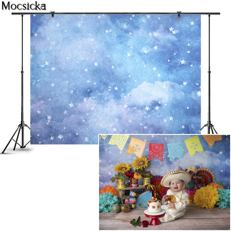 

Фон для фотосъемки новорожденных детей с голубым небом для первого дня рождения