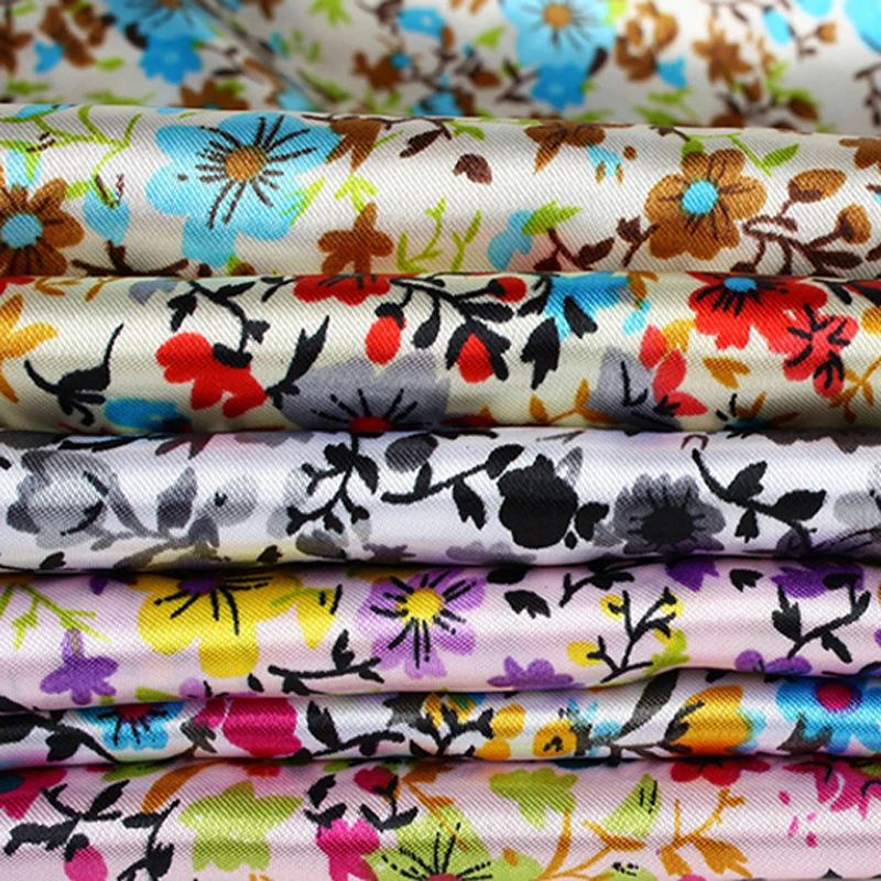 

Wholesale Elegant Floral Sateen Print Material Soft Charmeuse Fabric Linings