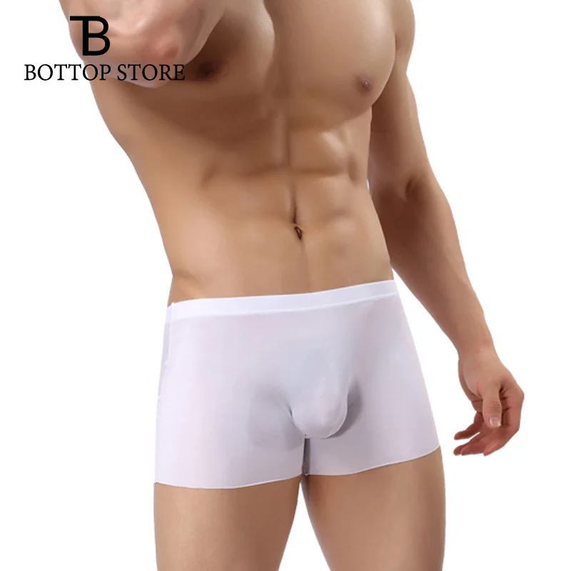 Мужские Бесшовные тонкие трусы-боксеры шелковистые дышащие трусы сексуальное