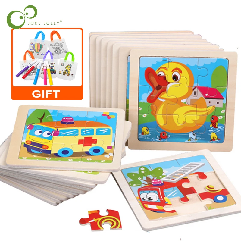 4 шт Мини Размеры детские игрушки деревянные головоломки 3D для детей малышей с
