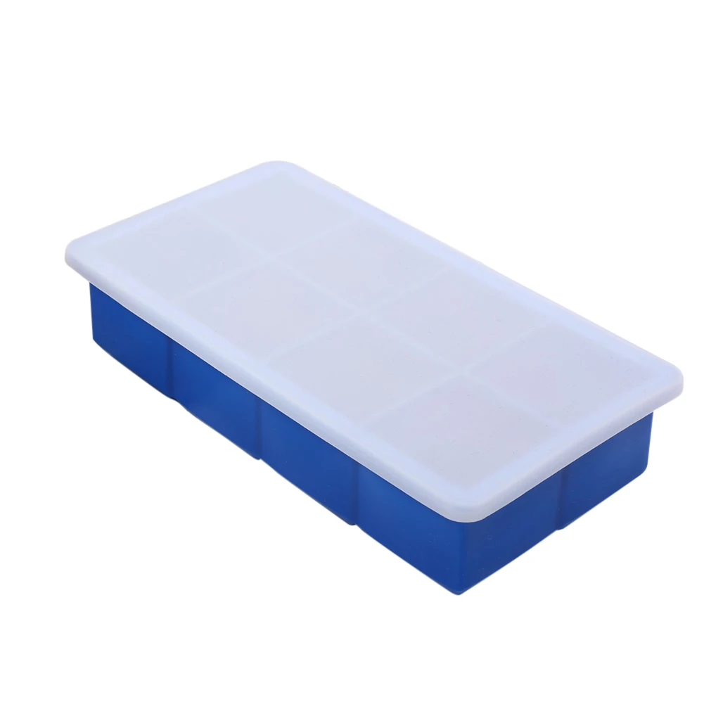 

Silicone Ice Cube Square Tray Mould Mold 8 Cavity Big Jumbo DIY Large With Cover For Ice Pudding Cake Jelly Chocolate Biscuits