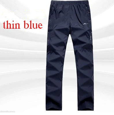 blue thin Pants Men Easy Thickening Sweatpants Windbreak Add Cotton Fleece Warm Trousers Men Student Casual Long Pants Joggers Streetwear - Цвет: blue thin
