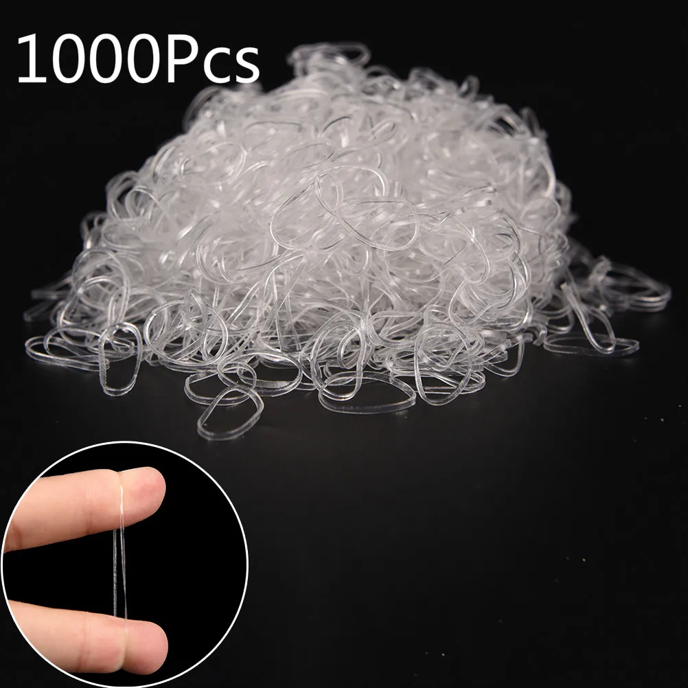 

1000pcs/pack Transparent Hair Elastic Rope Rubber Band For Women Girls Bind Tie Ponytail Holder Accessories Hair Styling Tool