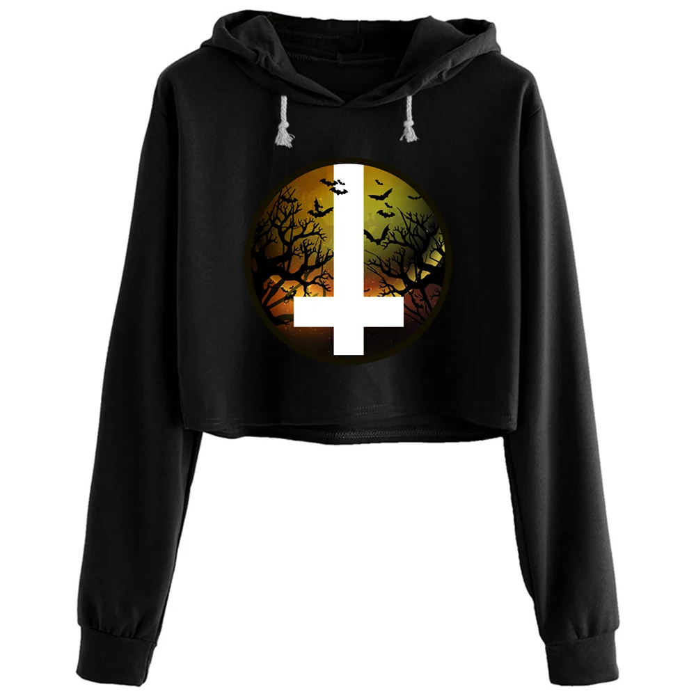 

Gothic Crop Hoodies Women Anime Emo Aesthetic Kpop Pullover For Girls