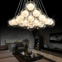 modern creative clear glass double deck ball chandelier lamp diy home deco living room romantic g4 led bulb pendant light