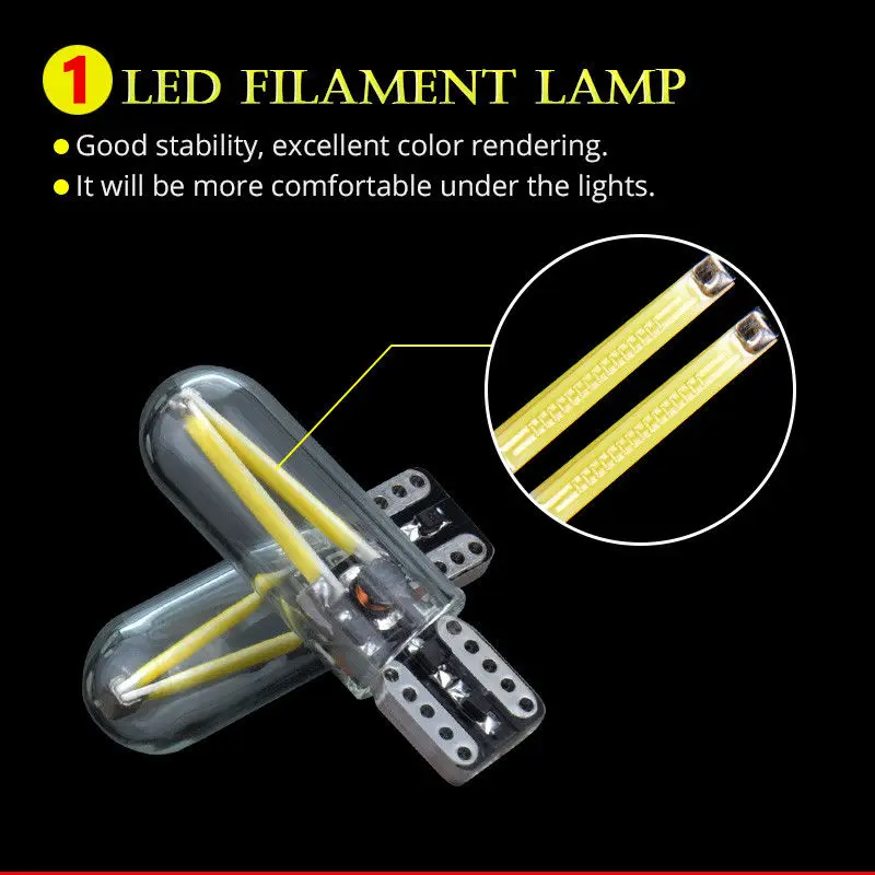 10 шт. светодиодный светодиодные лампочки T10 W5W COB светодиоды с CANBUS LED яркая