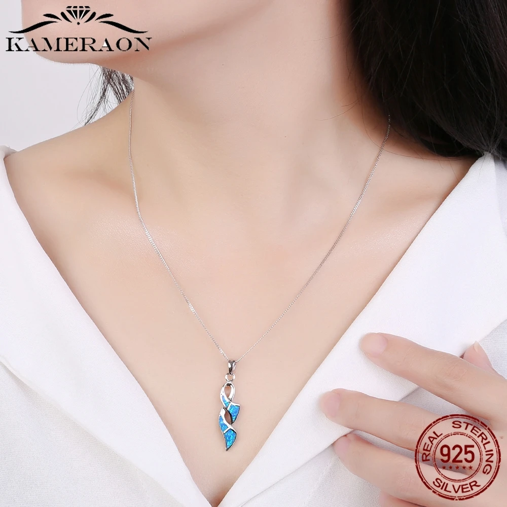 KAMERAON 2020 New 925 Sterling Silver Simple Geometry Pendant Necklace for Women collar Sterling Silver Jewelry N819