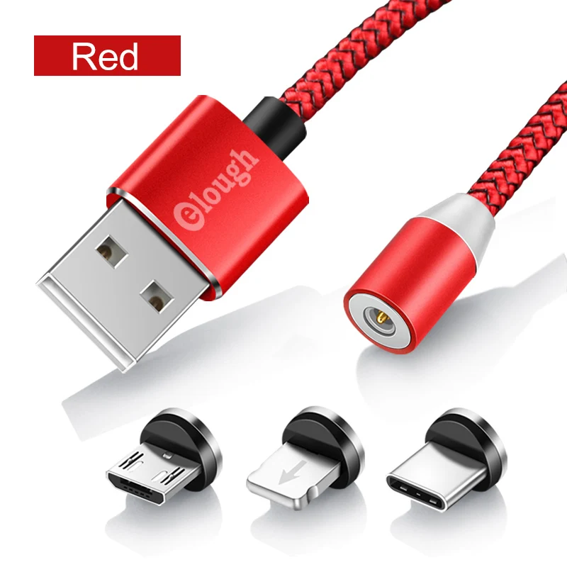 3in1 red cable Магнитный кабель зарядный usb-кабель магнитный кабель Elough для зарядного устройства iPhone кабель Micro USB type C - Цвет: 3in1 red cable
