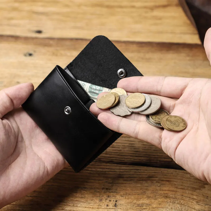 

Real Leather Coin Purse With Buckle Change Wallet Soft Leather Coin Pouch Mini Size Black A66